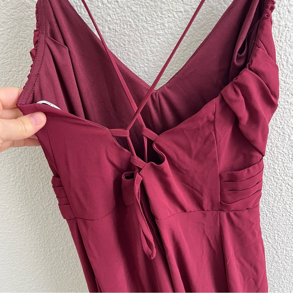 NWT Lulus Event Ready Burgundy Backless Lace-Up Maxi Dress Evening Formal MD - Picture 7 of 10